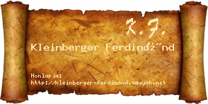 Kleinberger Ferdinánd névjegykártya
